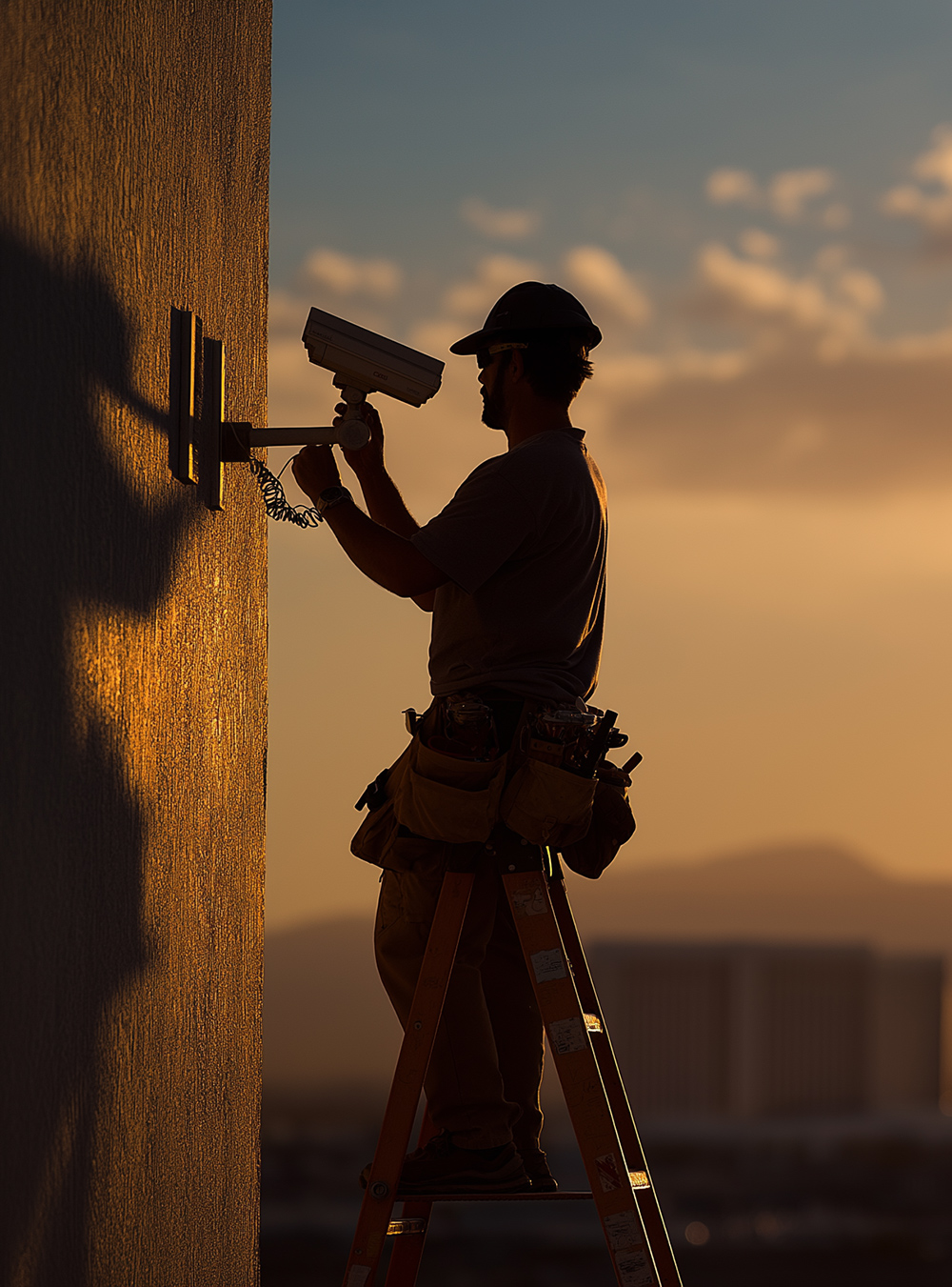 Las Vegas home security camera on brick wall